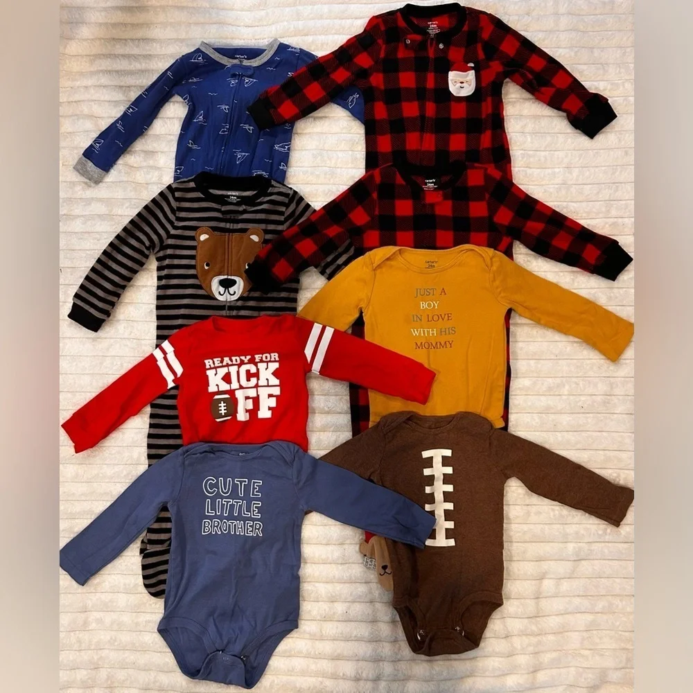 8 Piece Carter’s 24M Long-Sleeve Onesies/ Pajama Bundle